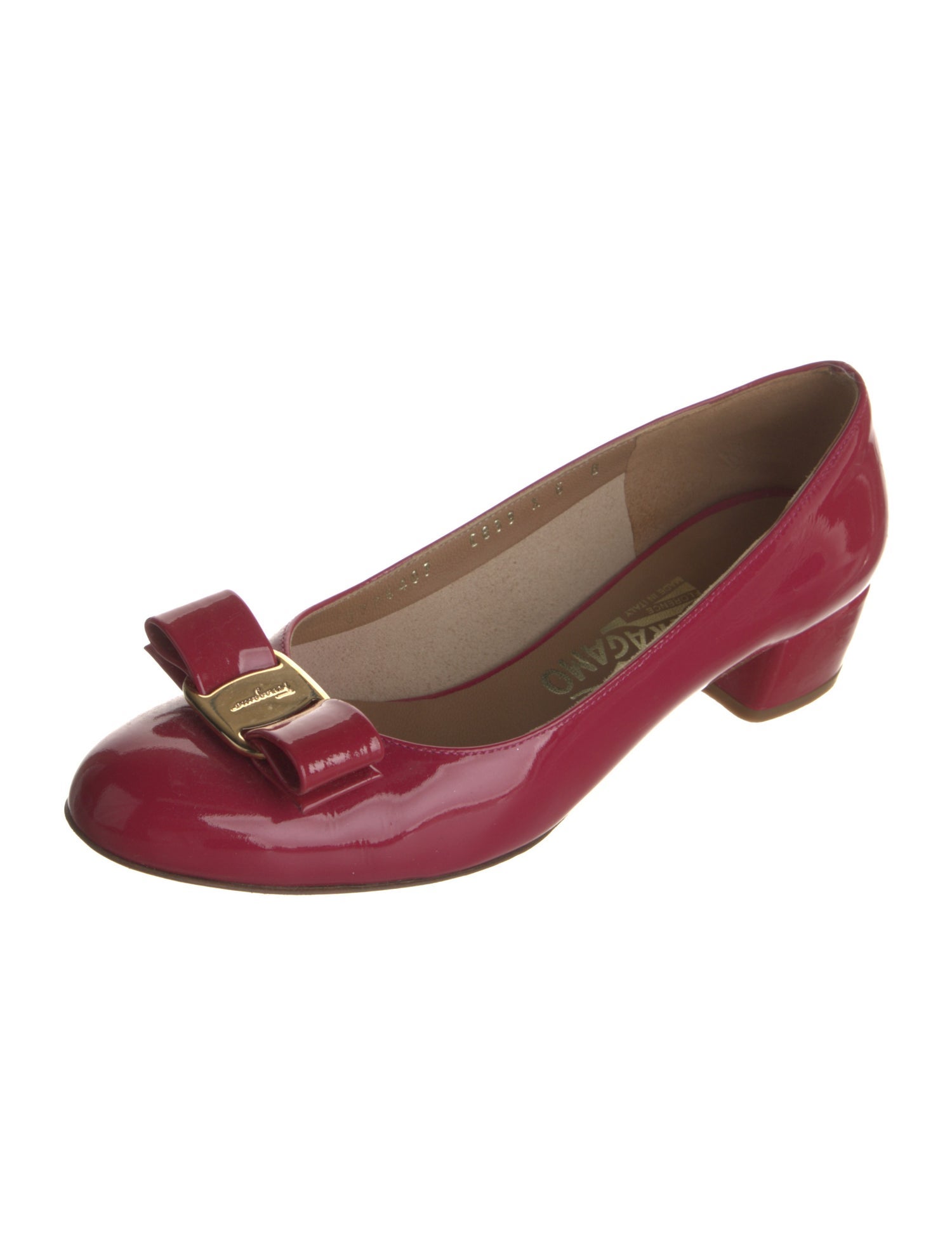 Salvatore Ferragamo Patent Leather Bow Accents Pumps