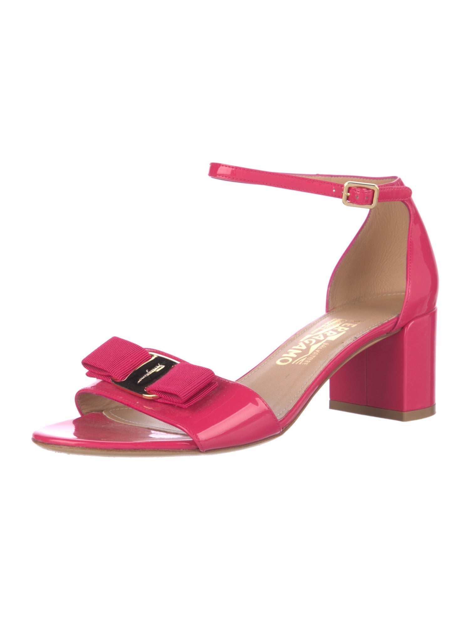 Salvatore Ferragamo Vara Bow Accent Patent Leather Sandals
