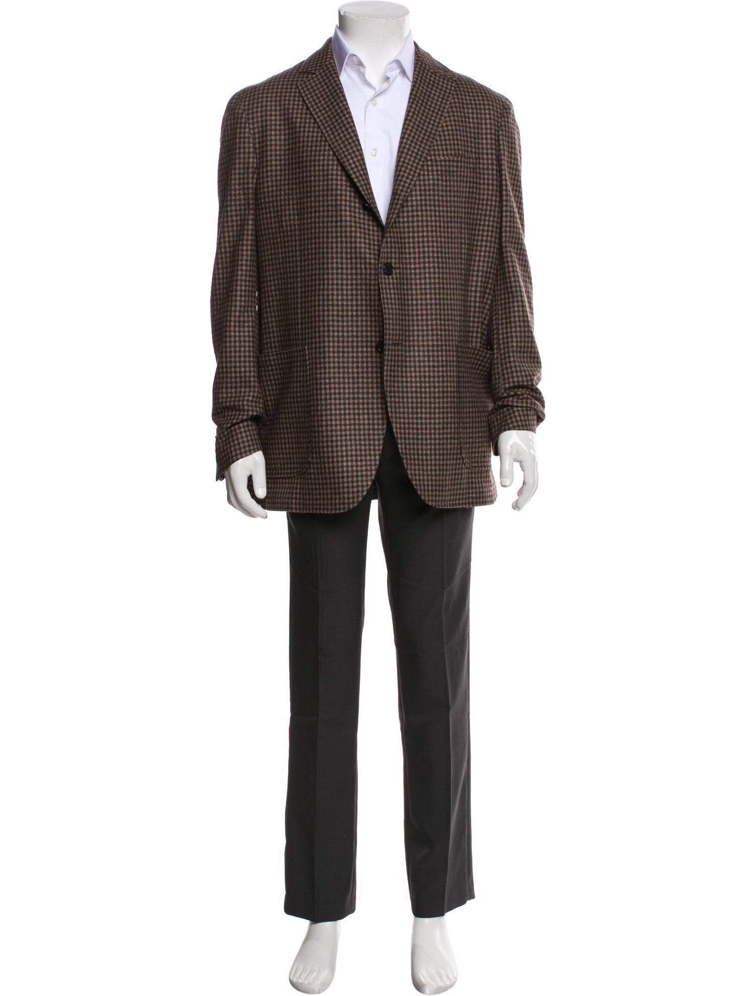 Salvatore Ferragamo Wool Plaid Print Blazer