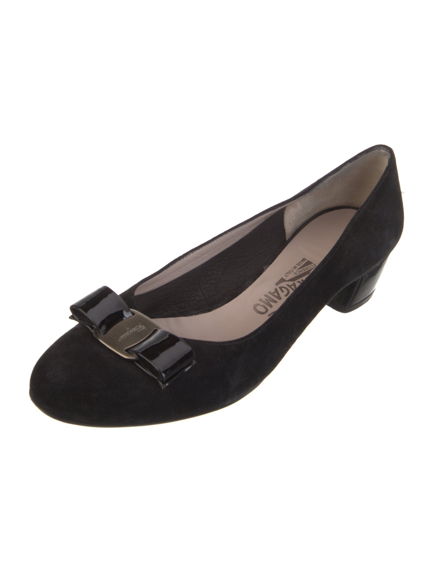 Salvatore Ferragamo Vara Bow Accent Suede Pumps