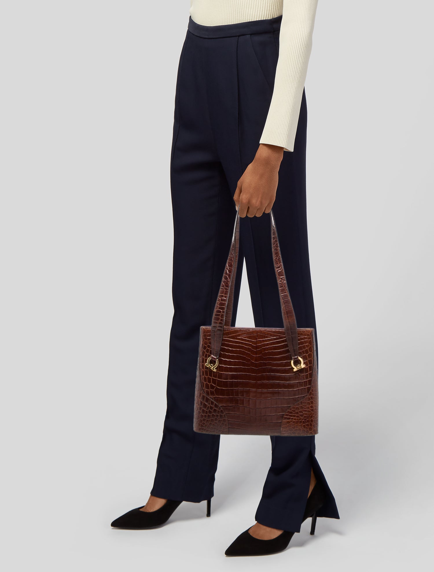 Salvatore Ferragamo Crocodile Shoulder Bag