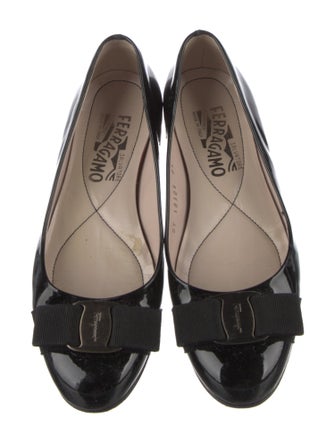 Salvatore Ferragamo Vara Bow Accent Patent Leather Ballet Flats