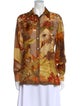Salvatore Ferragamo Silk Floral Print Button-Up Top