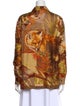 Salvatore Ferragamo Silk Floral Print Button-Up Top
