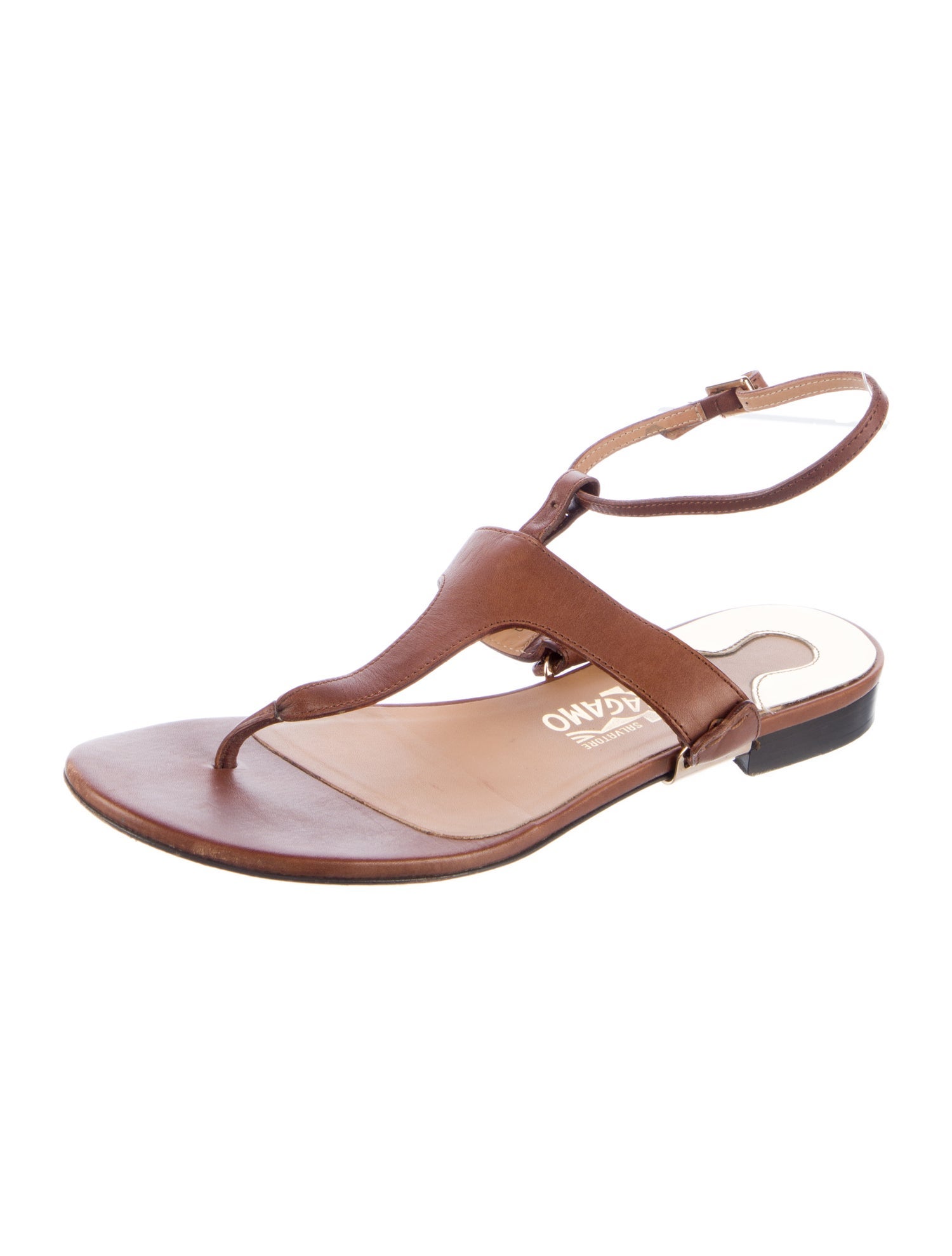 Salvatore Ferragamo Leather T-Strap Sandals
