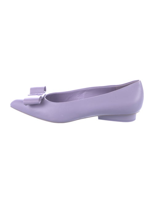 Salvatore Ferragamo Leather Bow Accents Ballet Flats