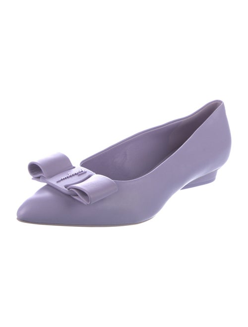 Salvatore Ferragamo Leather Bow Accents Ballet Flats