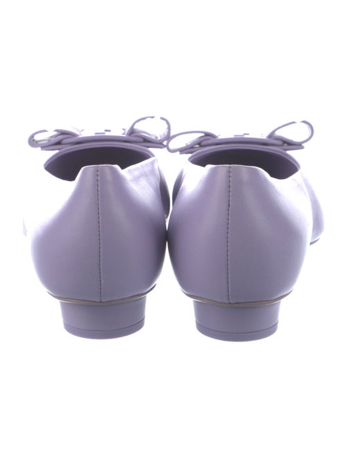Salvatore Ferragamo Leather Bow Accents Ballet Flats