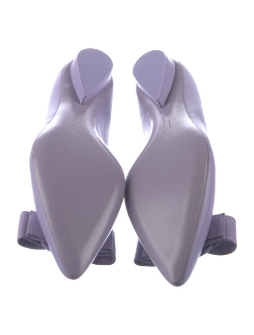 Salvatore Ferragamo Leather Bow Accents Ballet Flats