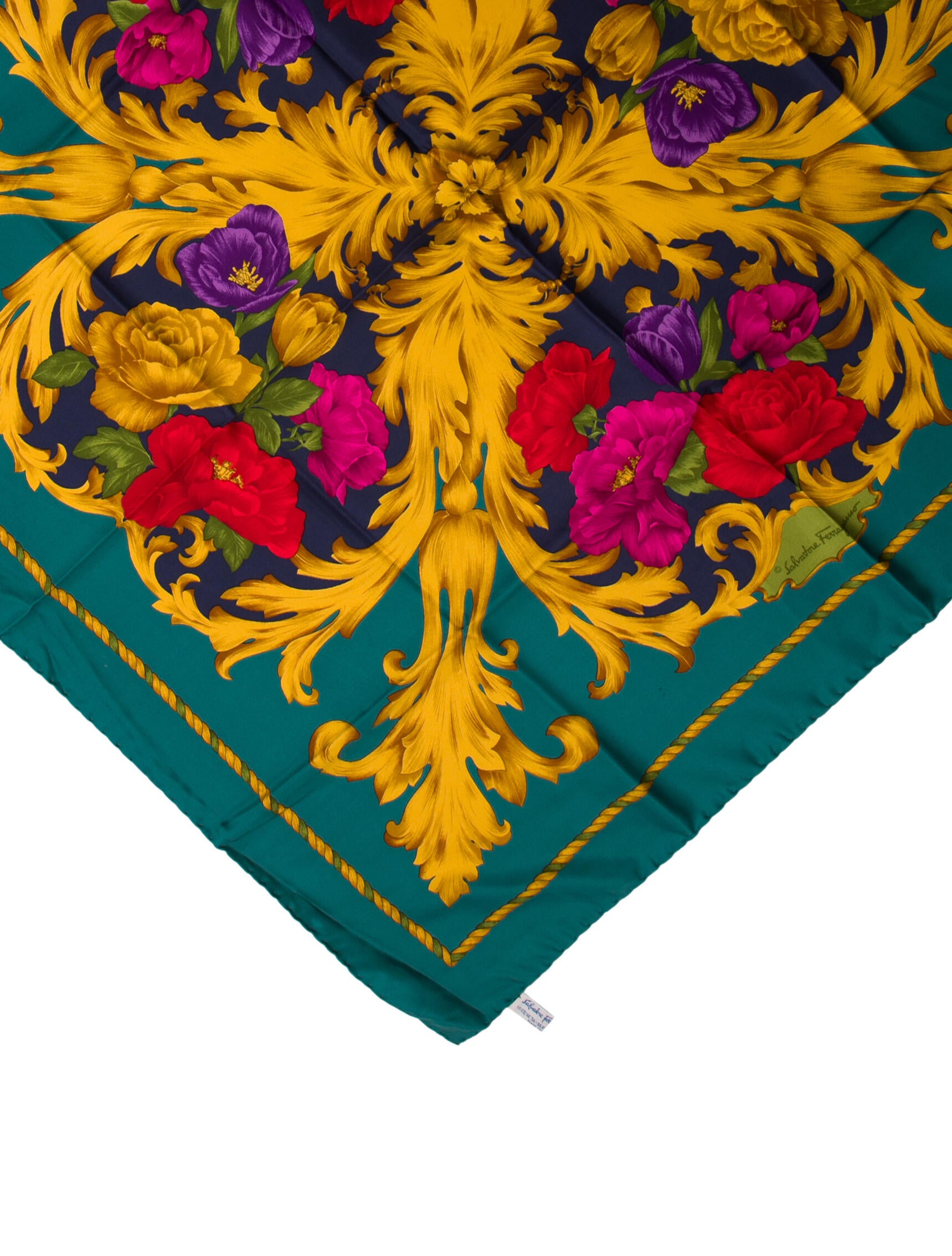 Salvatore Ferragamo Silk Floral Print Scarf