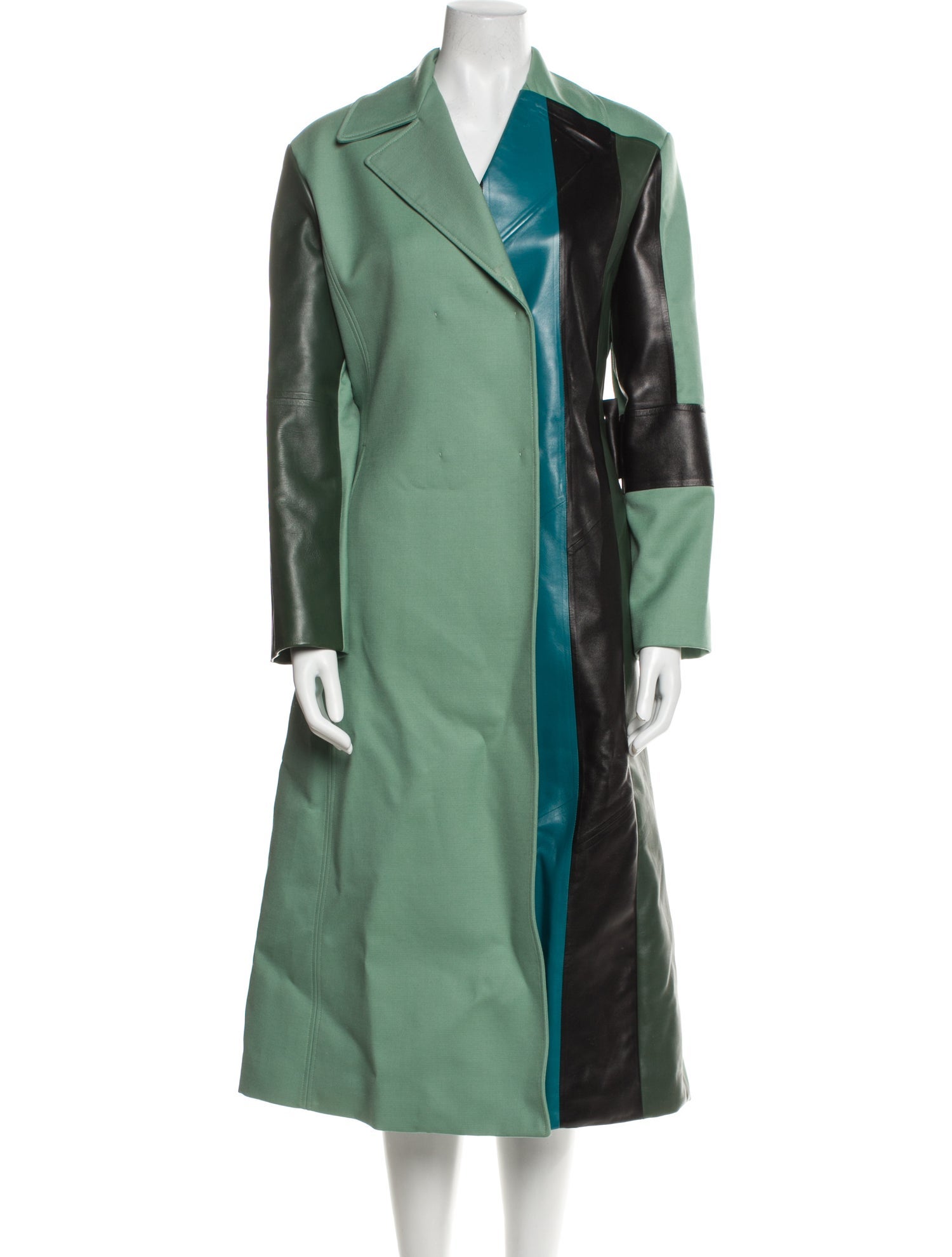 Salvatore Ferragamo Virgin Wool Colorblock Pattern Coat