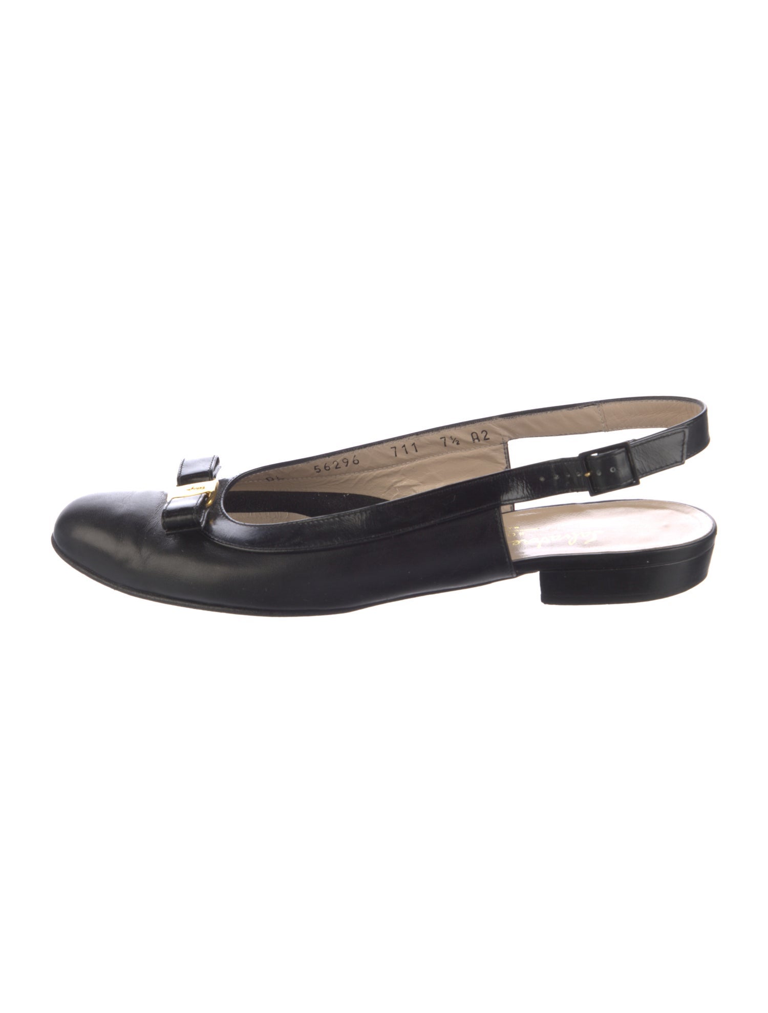 Salvatore Ferragamo Leather Bow Accents Slingback Flats