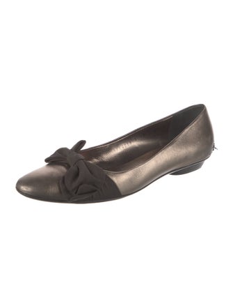Salvatore Ferragamo Leather Bow Accents Flats