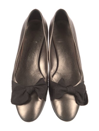 Salvatore Ferragamo Leather Bow Accents Flats