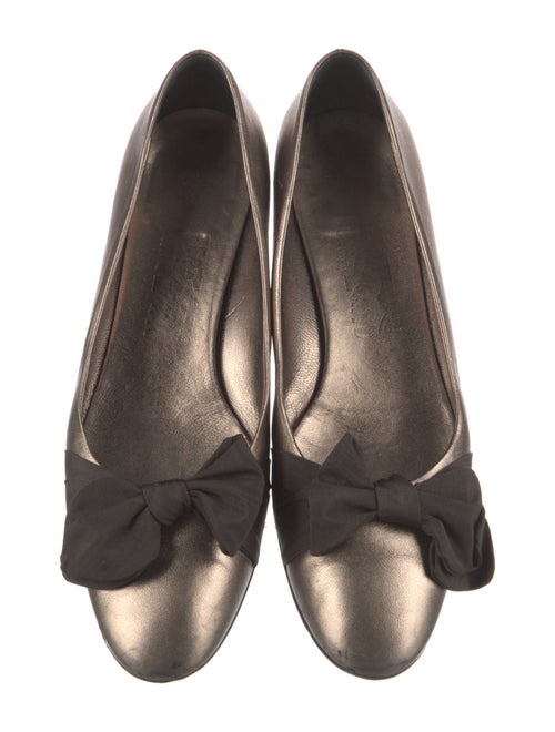 Salvatore Ferragamo Leather Bow Accents Flats