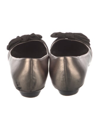Salvatore Ferragamo Leather Bow Accents Flats