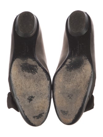 Salvatore Ferragamo Leather Bow Accents Flats