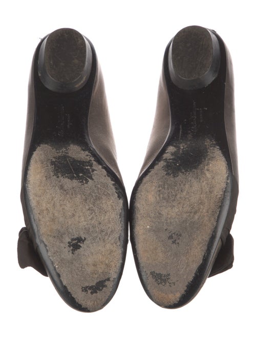 Salvatore Ferragamo Leather Bow Accents Flats