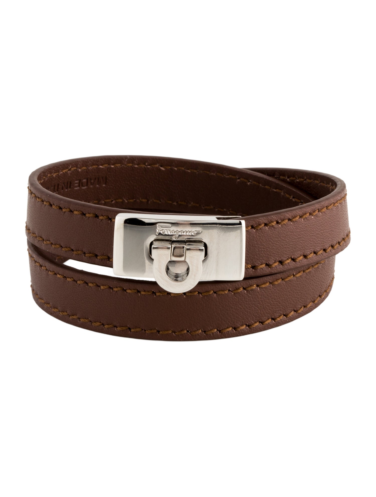 Salvatore Ferragamo Double Wrap Leather Bracelet