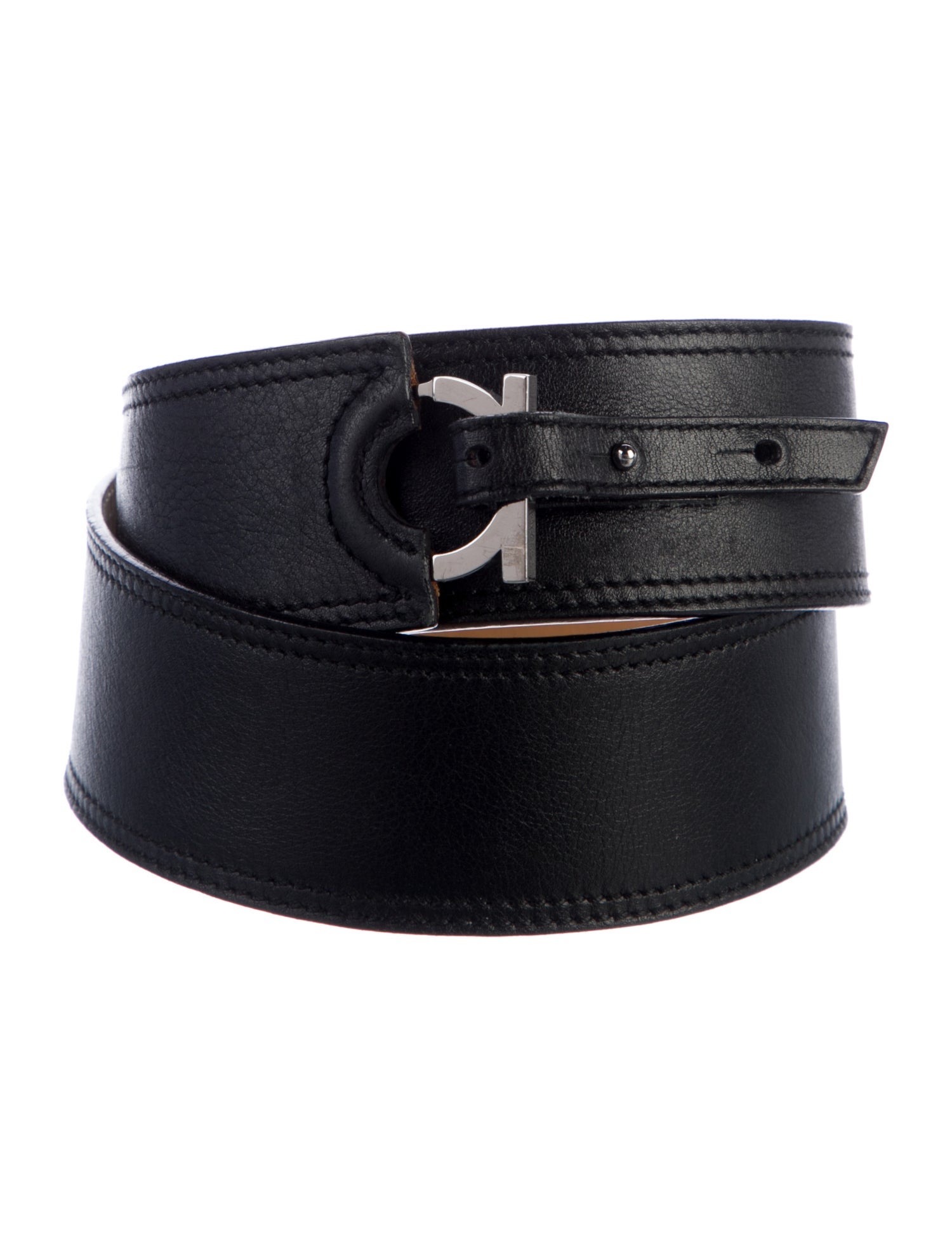 Salvatore Ferragamo Gancini Logo Leather Waist Belt
