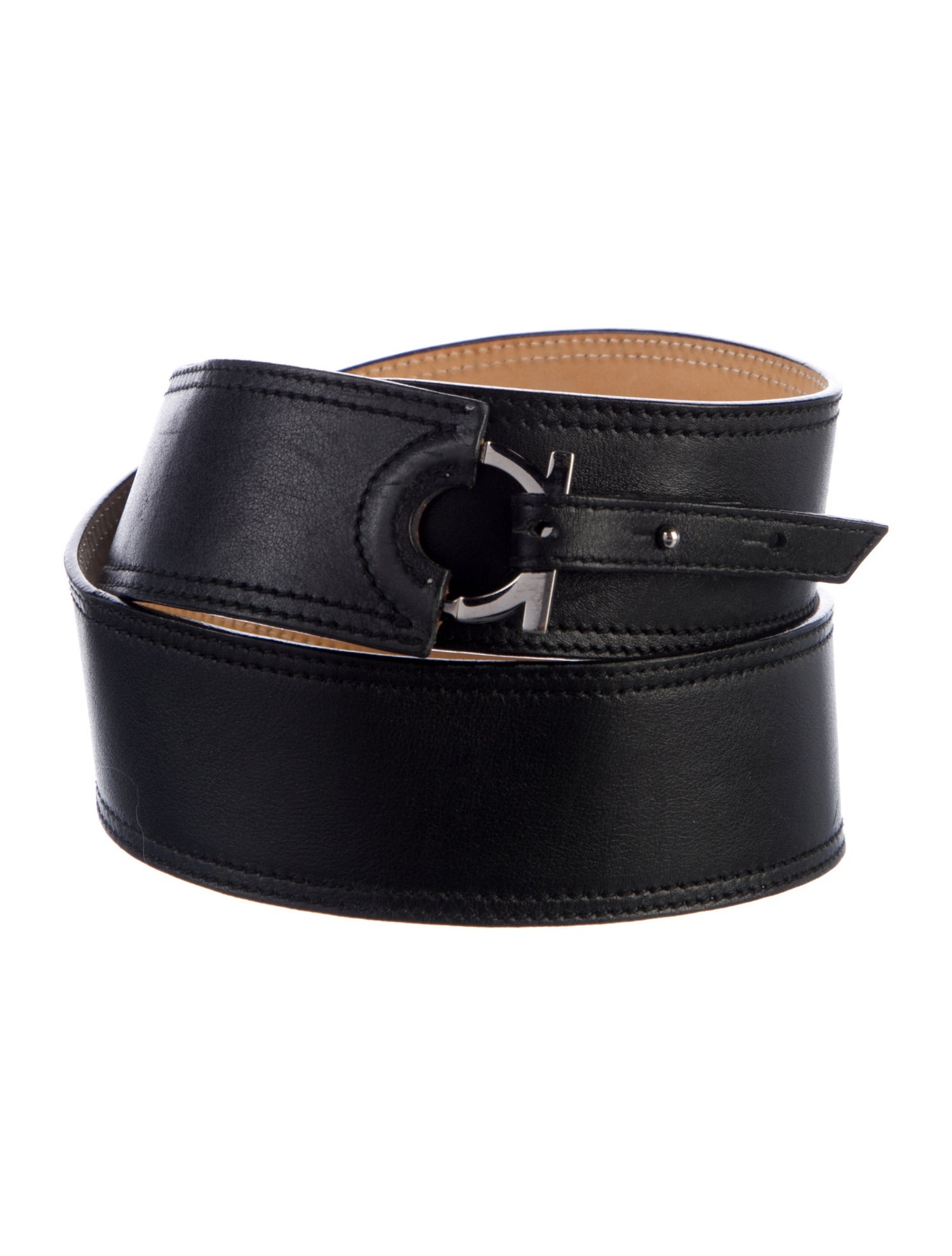 Salvatore Ferragamo Gancini Logo Leather Waist Belt