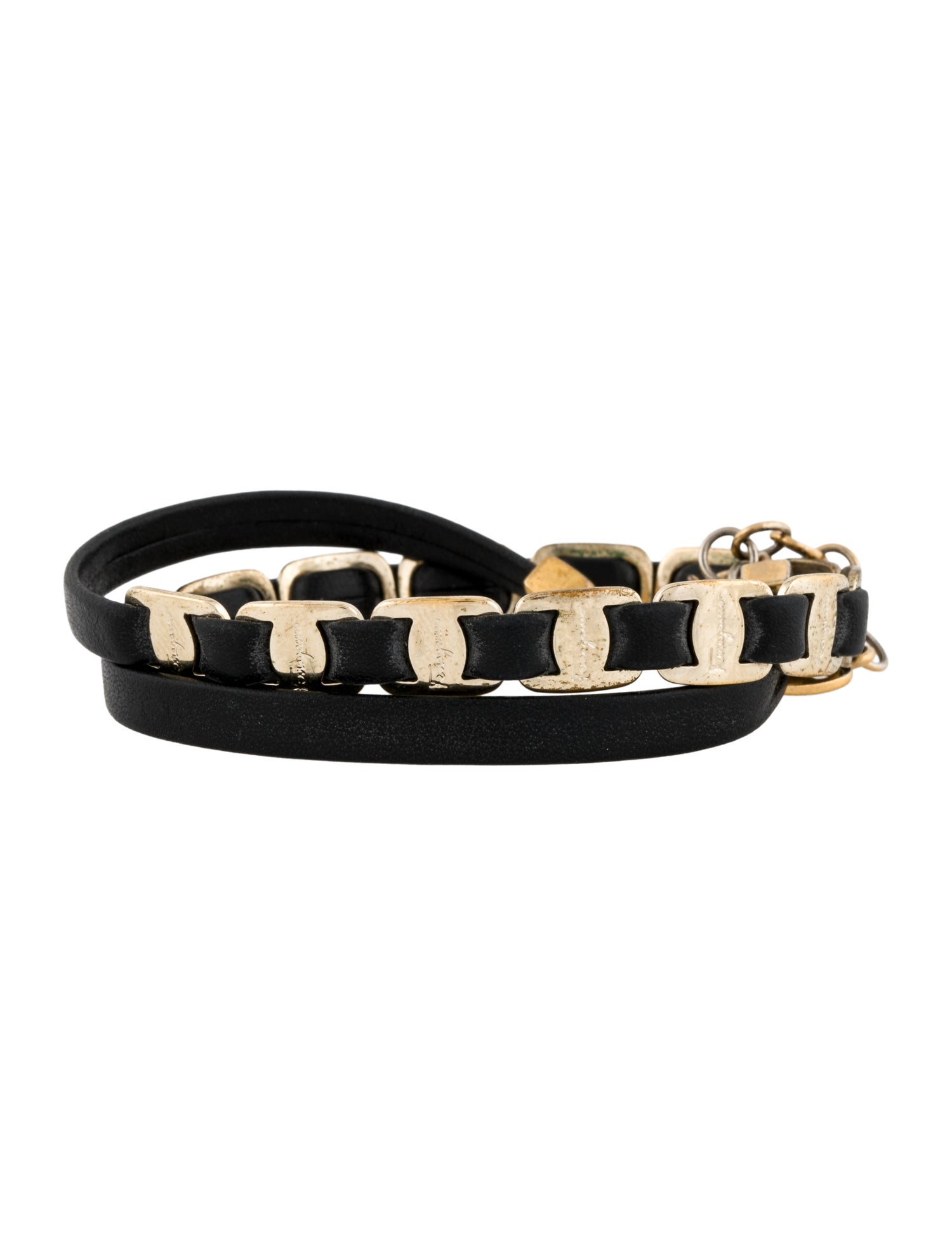 Salvatore Ferragamo Leather Varini Double Wrap Bracelet