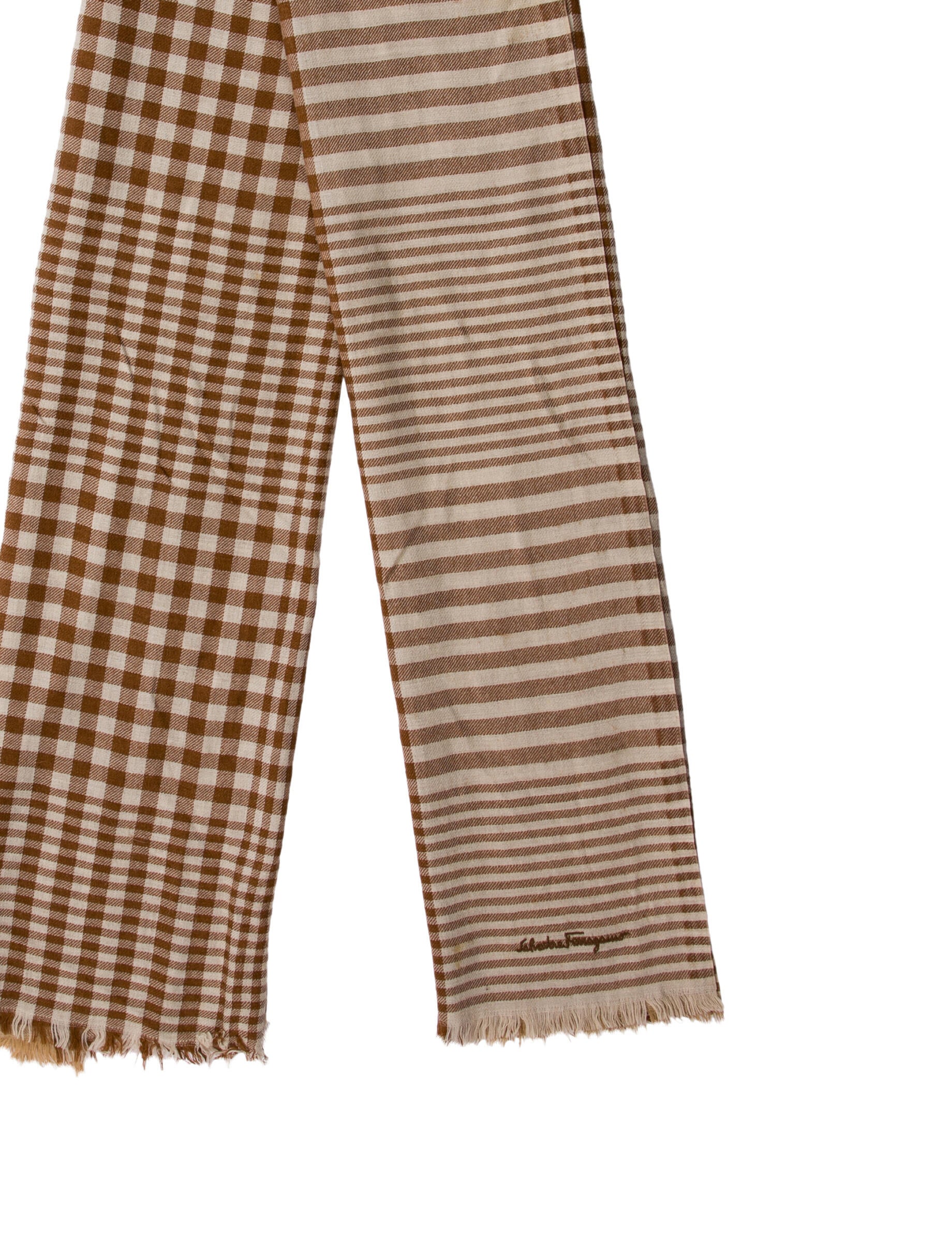 Salvatore Ferragamo Wool Plaid Print Scarf