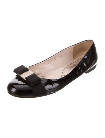 Salvatore Ferragamo Vara Bow Accent Patent Leather Ballet Flats