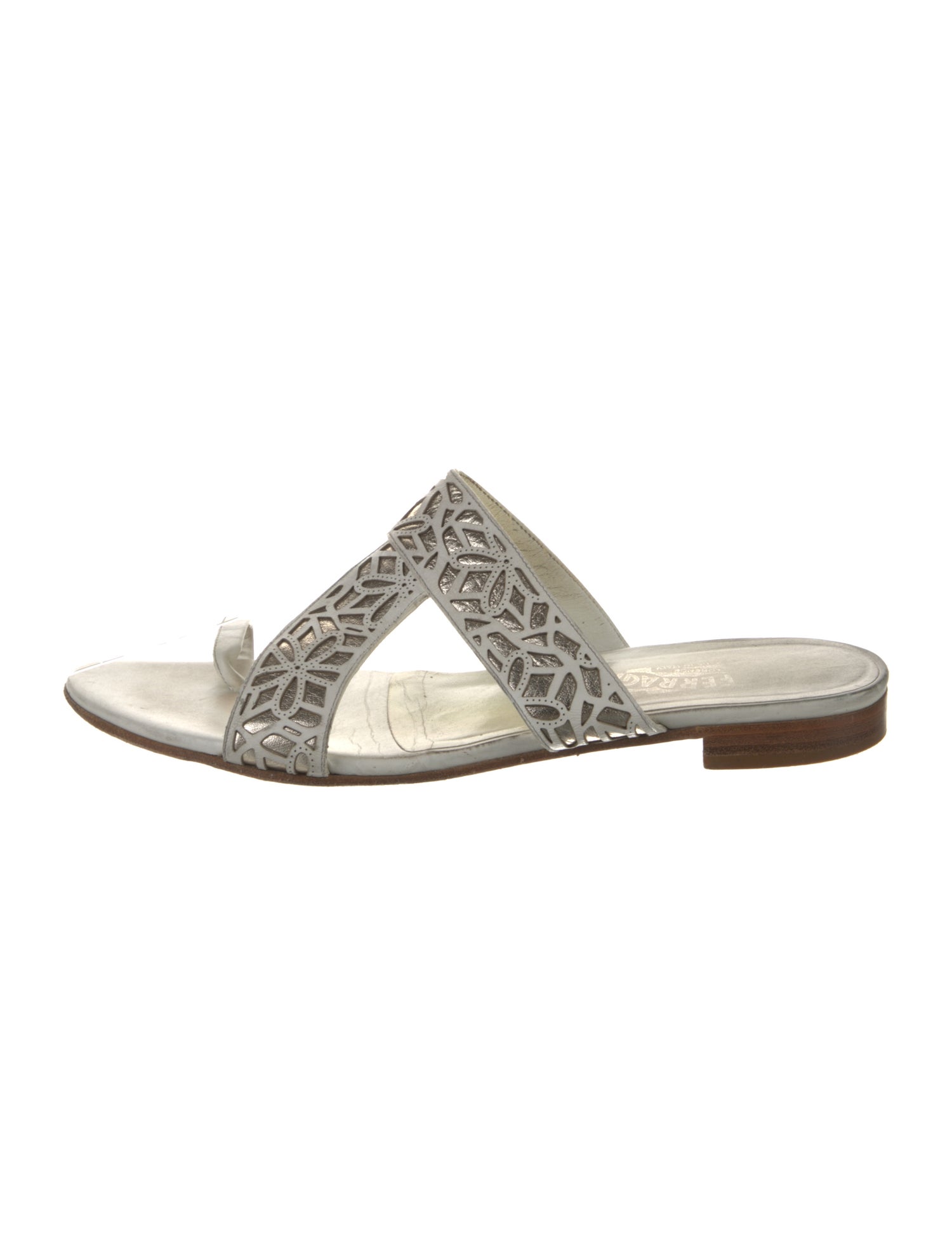 Salvatore Ferragamo Leather Printed Slides