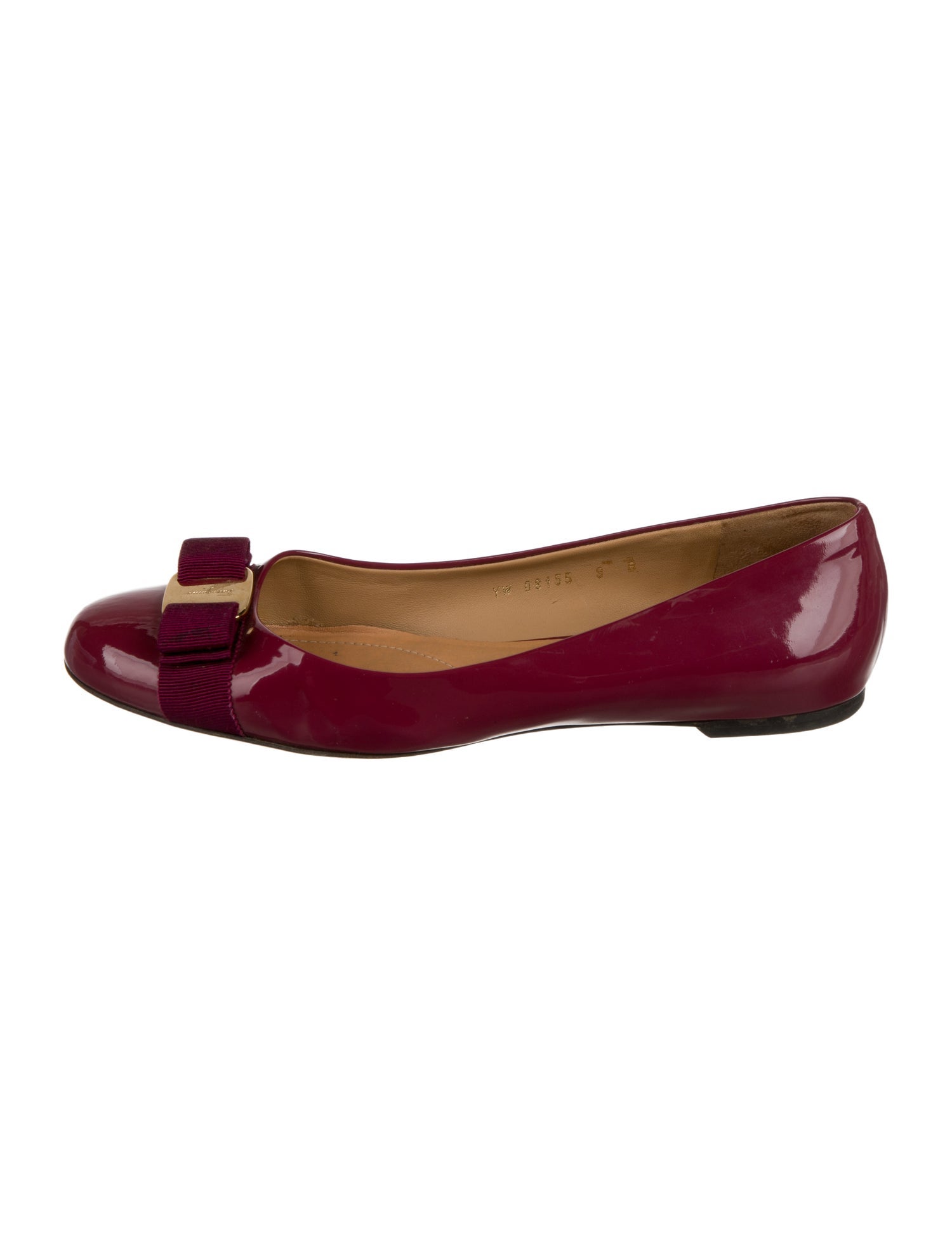Salvatore Ferragamo Vara Bow Accent Patent Leather Ballet Flats