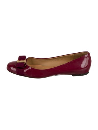Salvatore Ferragamo Vara Bow Accent Patent Leather Ballet Flats