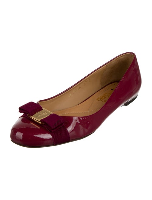Salvatore Ferragamo Vara Bow Accent Patent Leather Ballet Flats