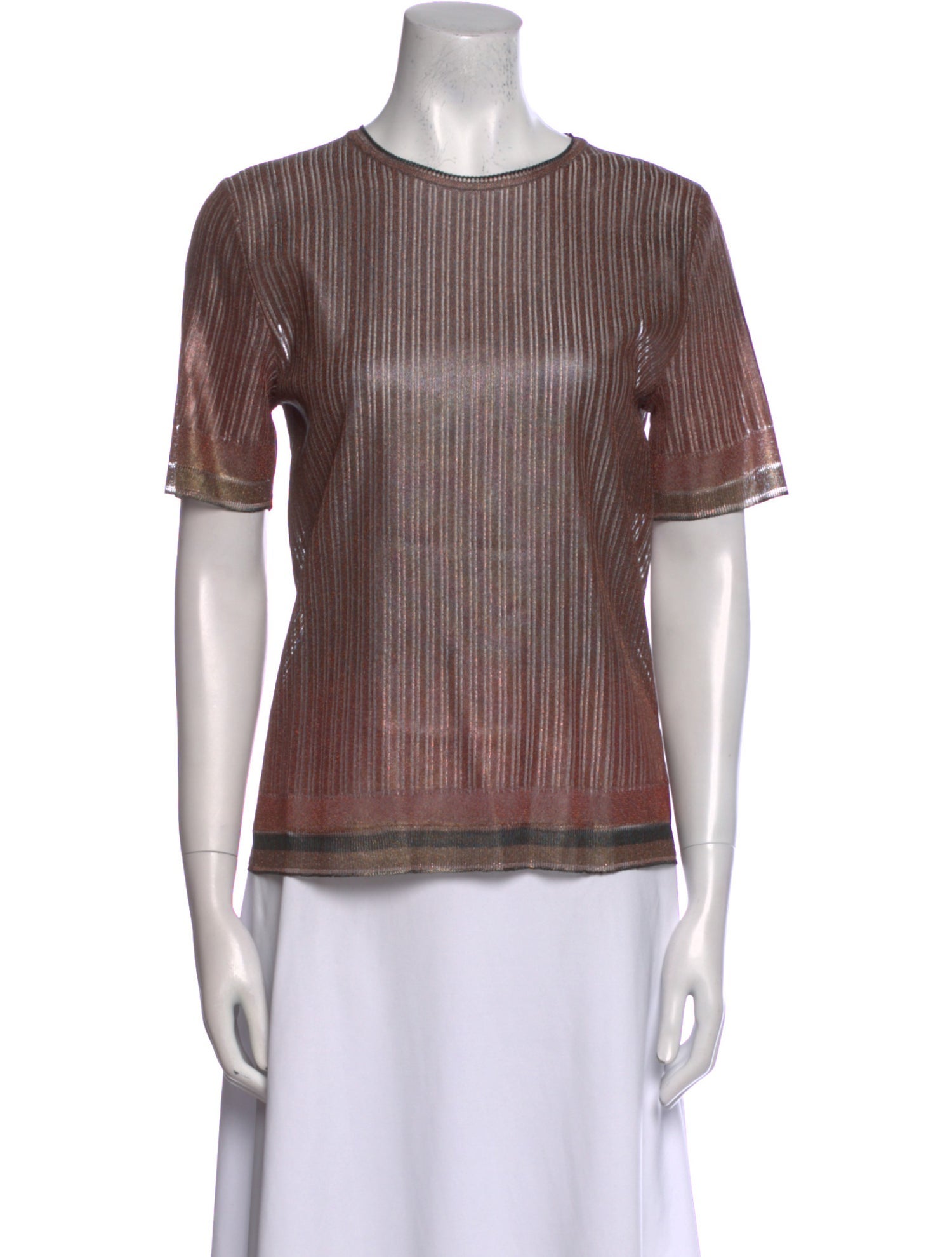 Salvatore Ferragamo Striped Crew Neck Top w/ Tags