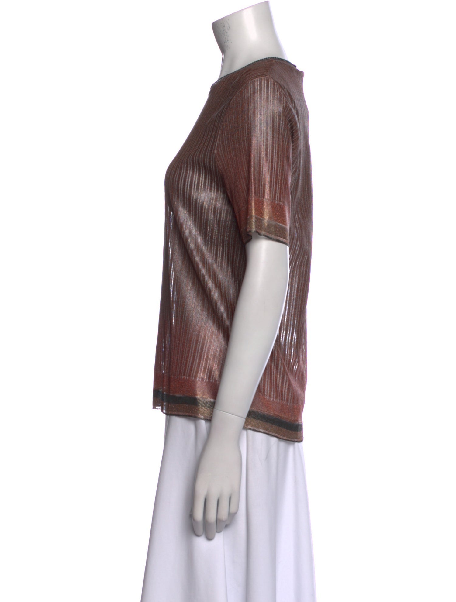 Salvatore Ferragamo Striped Crew Neck Top w/ Tags