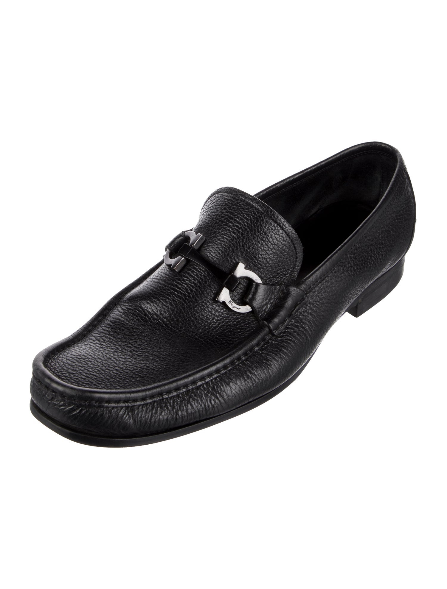 Salvatore Ferragamo Gancini Logo Leather Dress Loafers