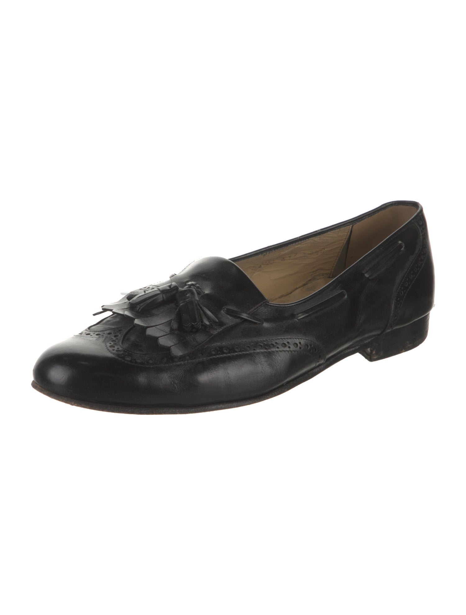 Salvatore Ferragamo Leather Tassel Accents Dress Loafers