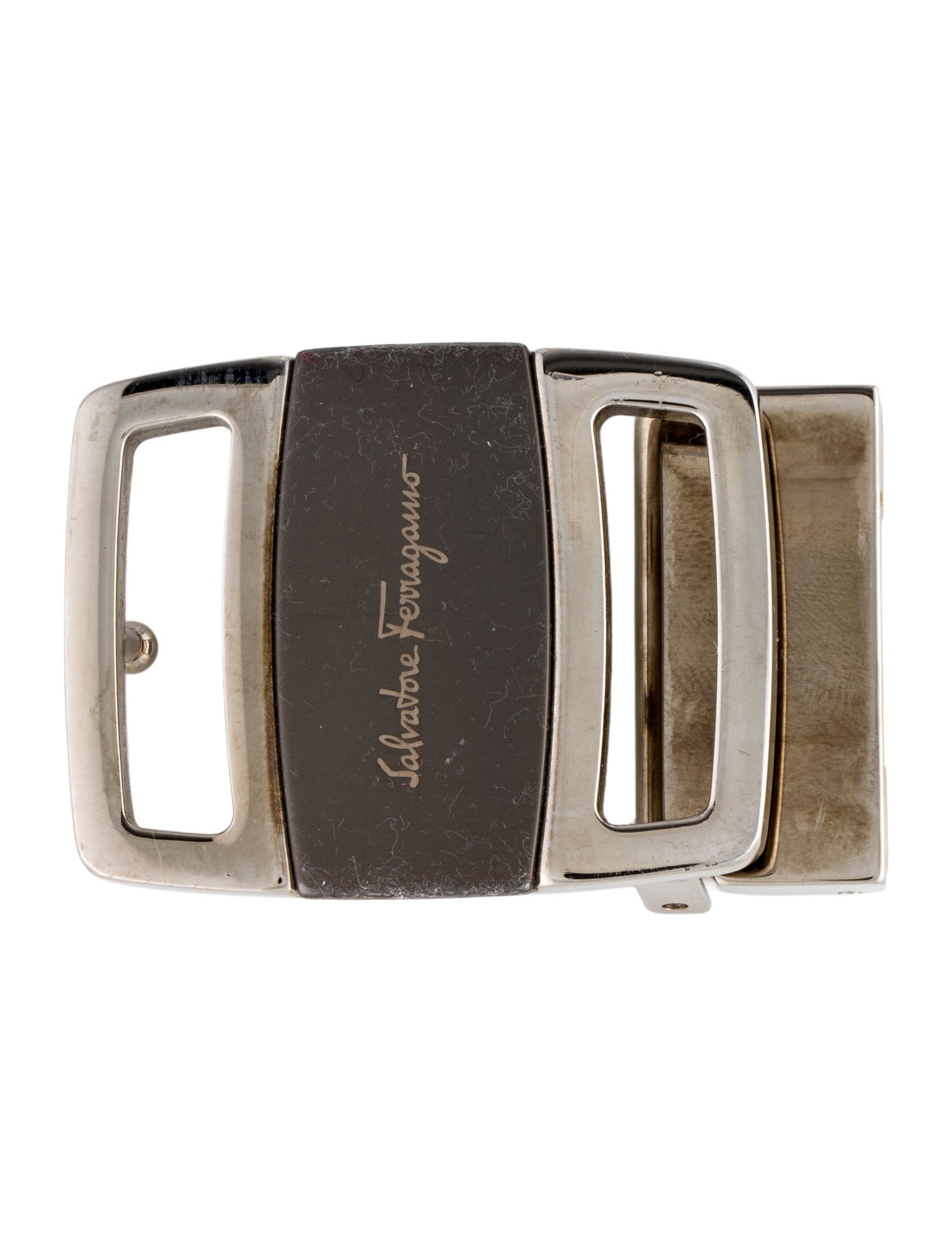 Salvatore Ferragamo Silver-tone Cutout Belt Buckle