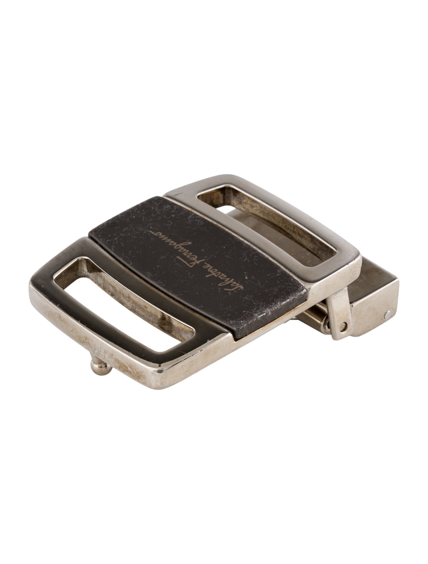 Salvatore Ferragamo Silver-tone Cutout Belt Buckle