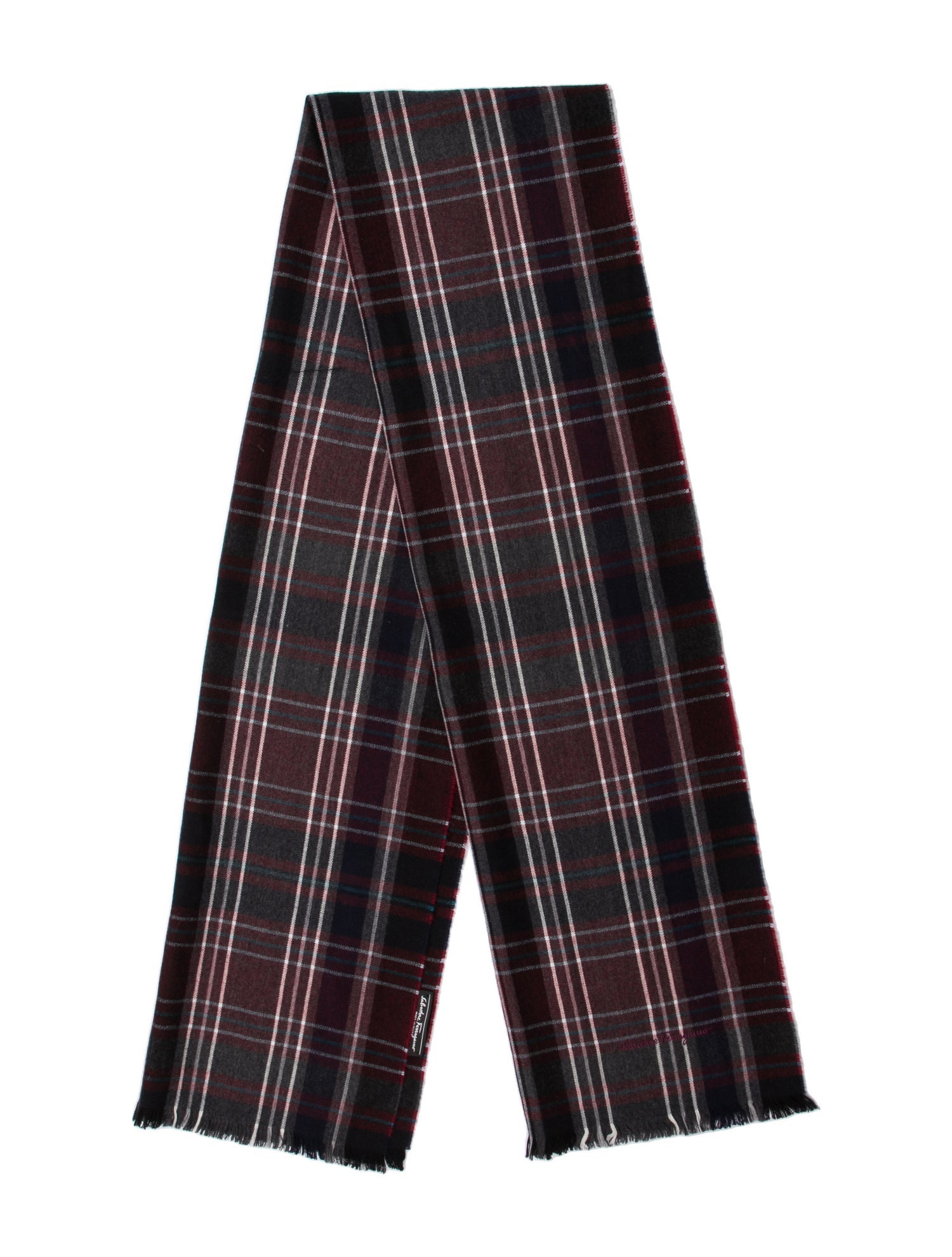 Salvatore Ferragamo Wool Plaid Print Scarf