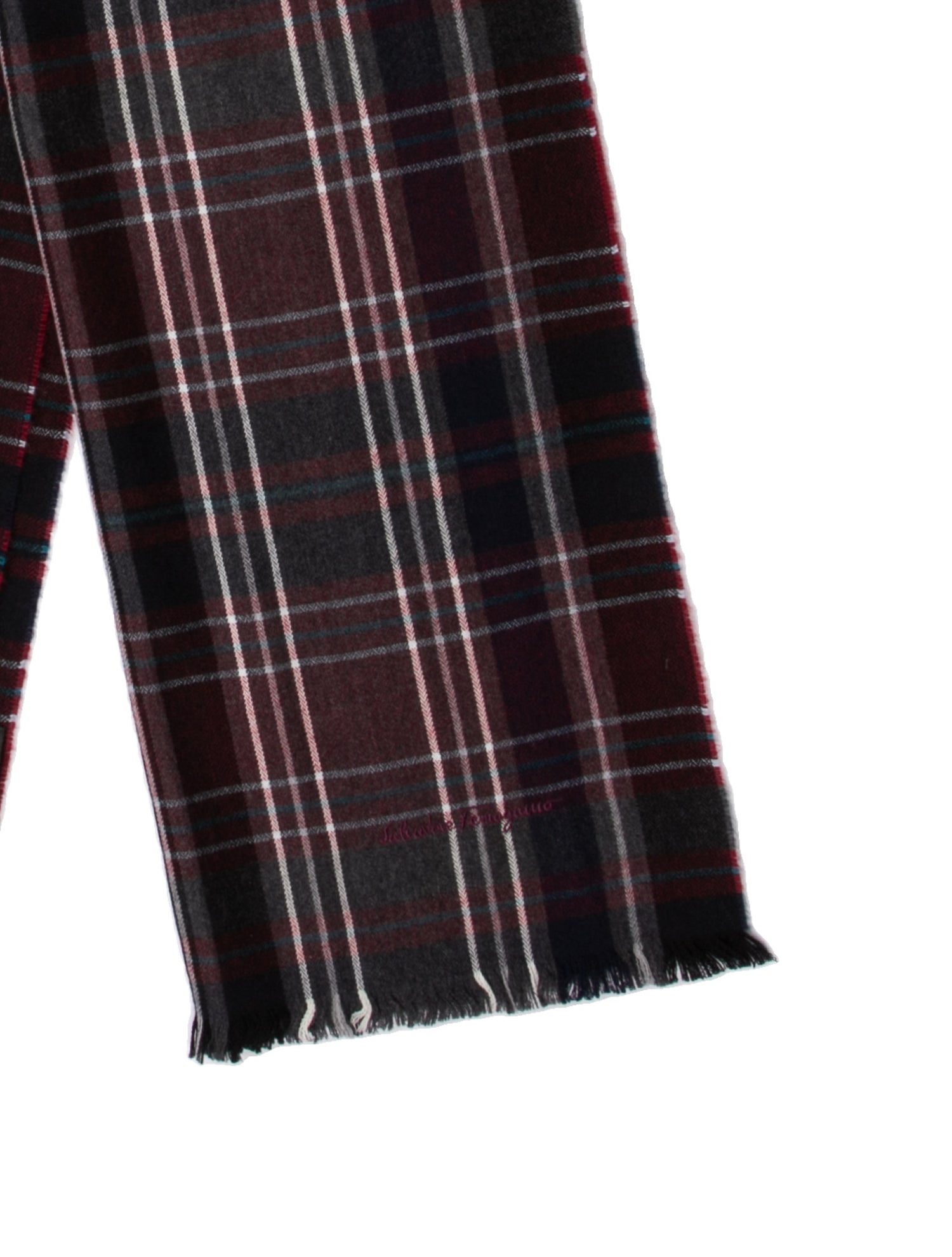 Salvatore Ferragamo Wool Plaid Print Scarf