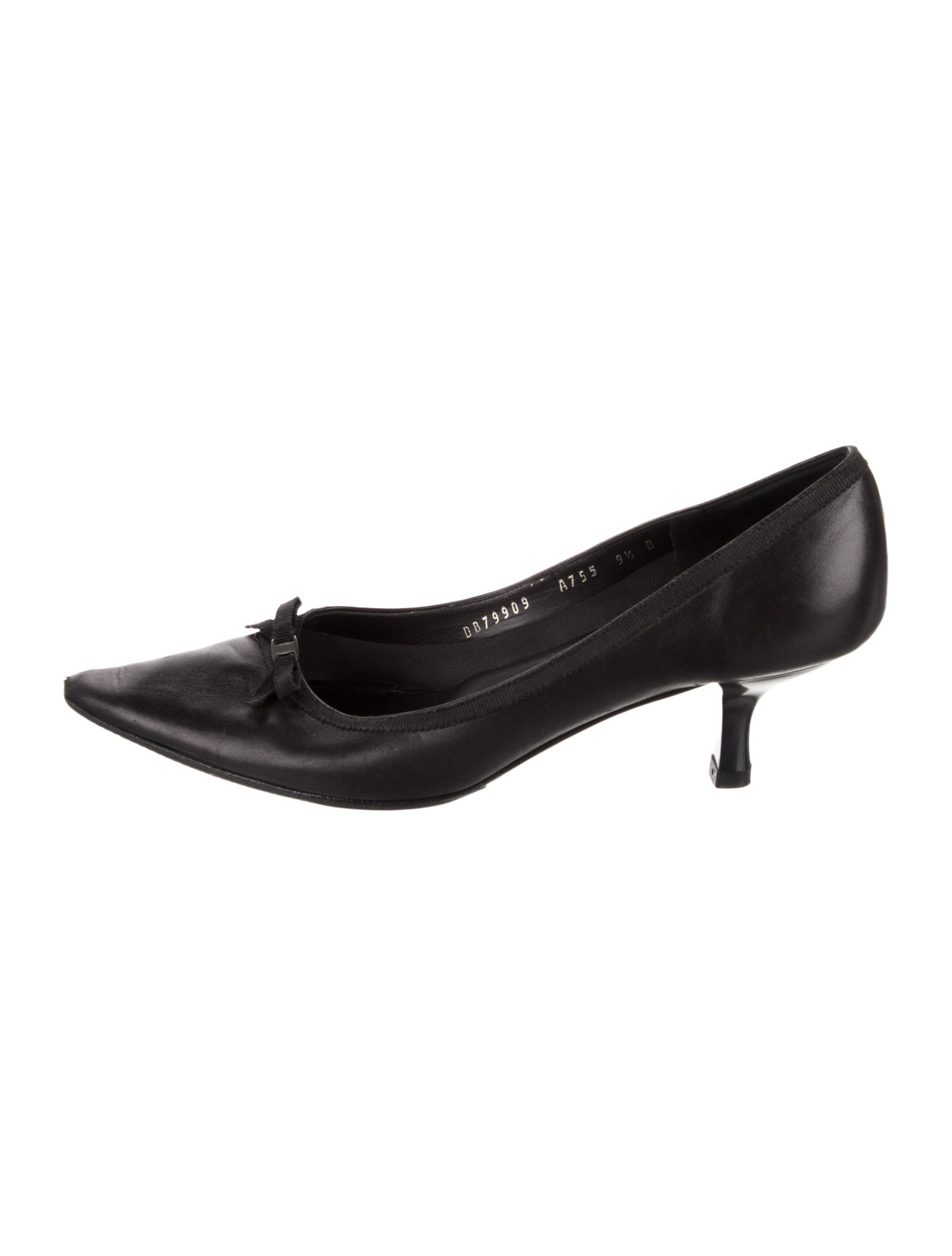 Salvatore Ferragamo Leather Grosgrain Trim Pumps