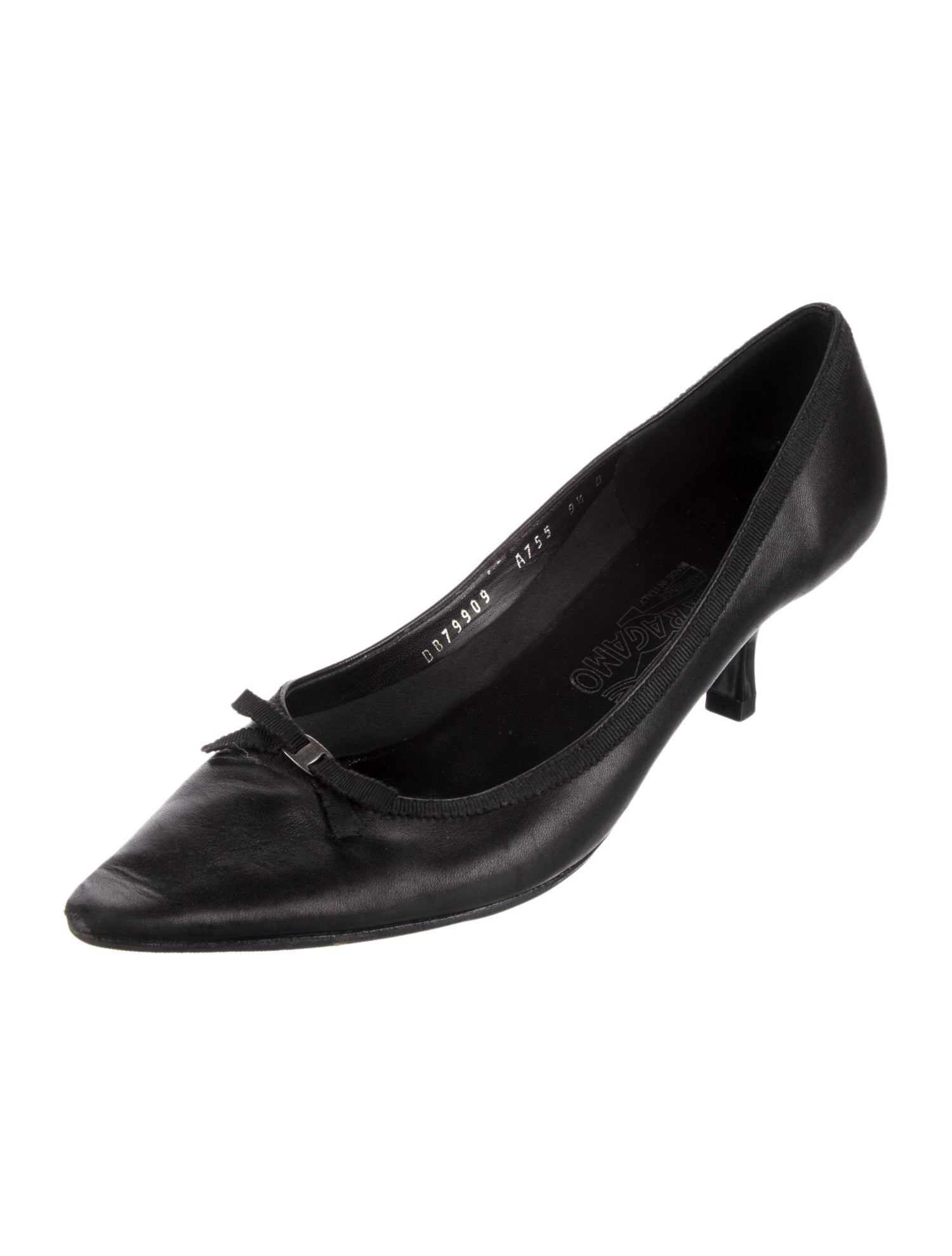 Salvatore Ferragamo Leather Grosgrain Trim Pumps