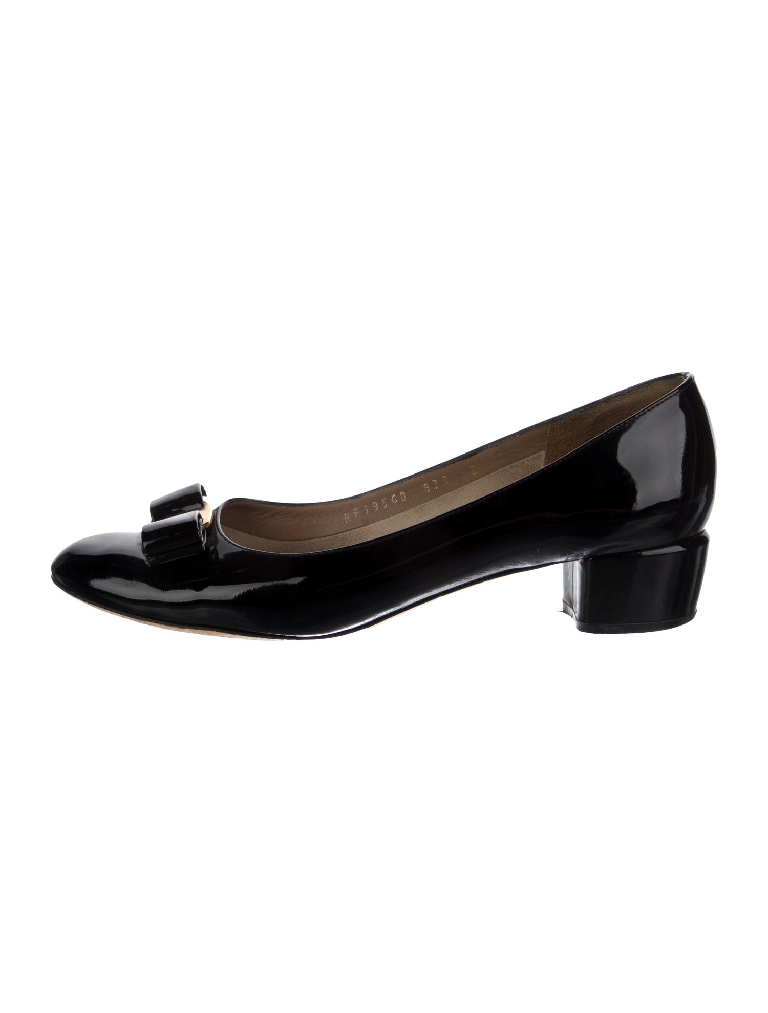 Salvatore Ferragamo Patent Leather Bow Accents Pumps