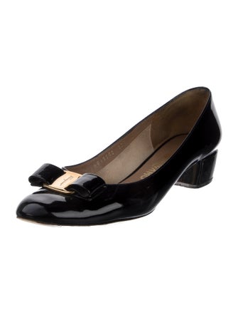 Salvatore Ferragamo Patent Leather Bow Accents Pumps