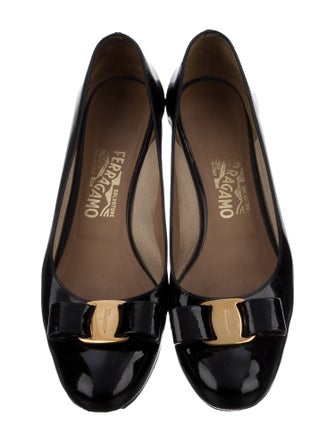 Salvatore Ferragamo Patent Leather Bow Accents Pumps