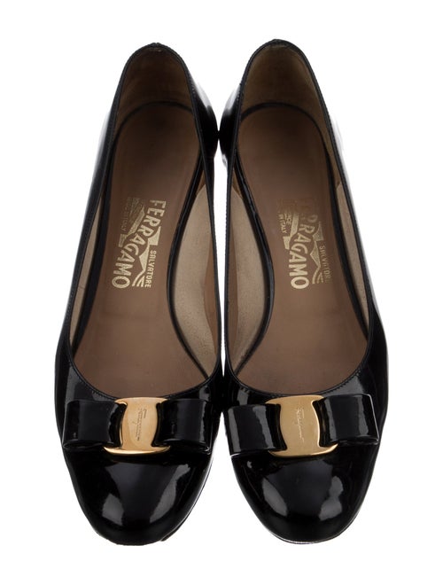 Salvatore Ferragamo Patent Leather Bow Accents Pumps