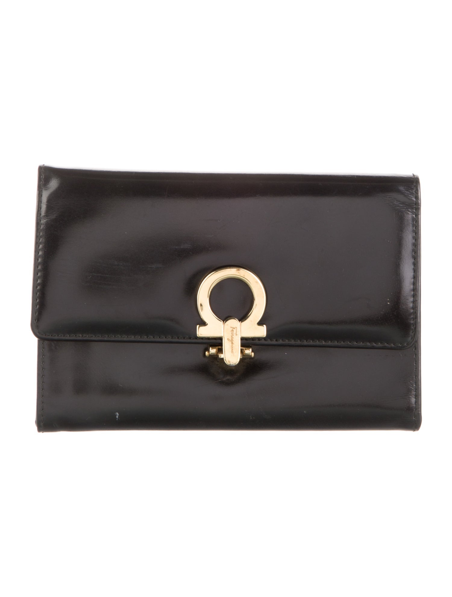 Salvatore Ferragamo Patent Leather Trifold Wallet