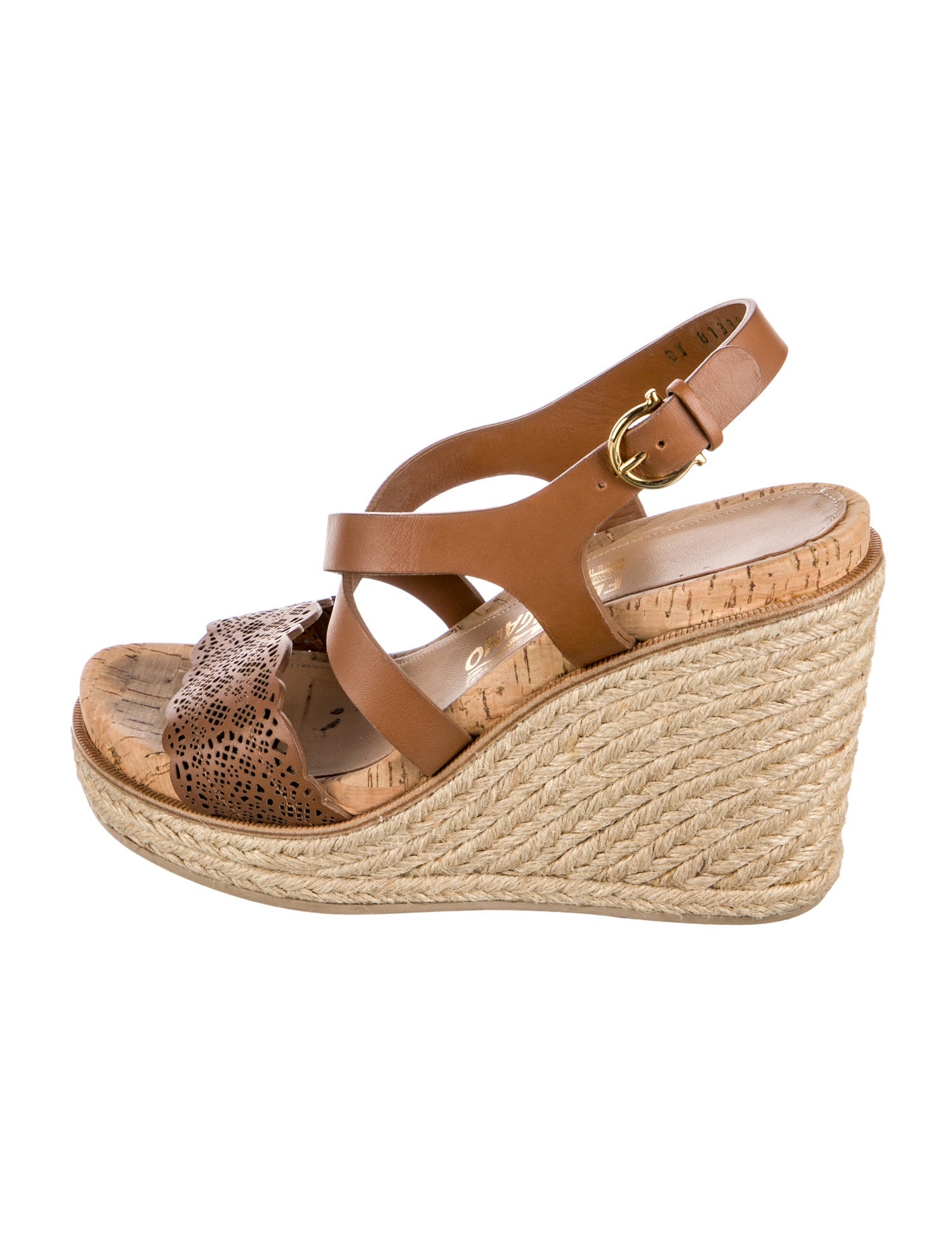 Salvatore Ferragamo Leather Lasercut Accents Espadrilles
