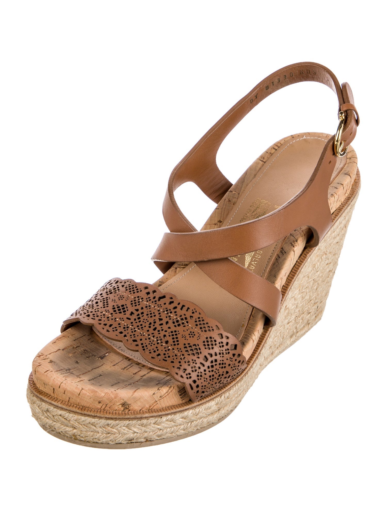 Salvatore Ferragamo Leather Lasercut Accents Espadrilles