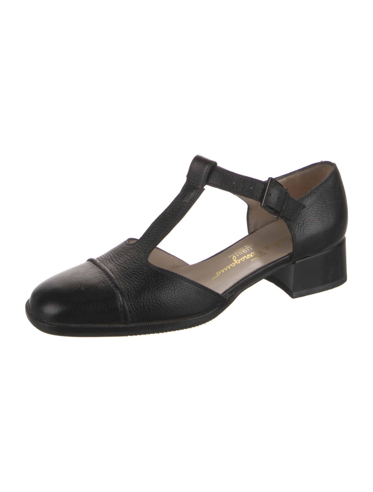 Salvatore Ferragamo Leather T-Strap Pumps